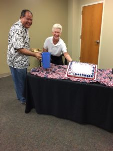 The Saint Paul community celebrated Constitution and Citizenship Day with a red, white, and blue resurrection cake.