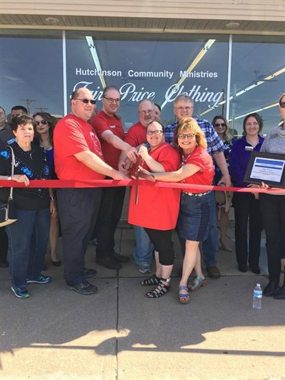 hutchison and alums Alumni Reverend Alan Gager, Reverend Jeff Slater, Rev. Jeff Goetzinger, and Reverend Mic McGuire cut the opening ribbon on the Fiar Price Store