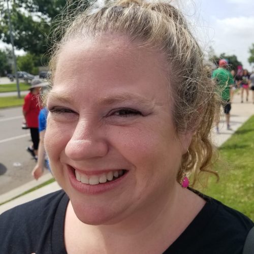 Melissa Pearce smiles outside at Saint Paul School of Theology event