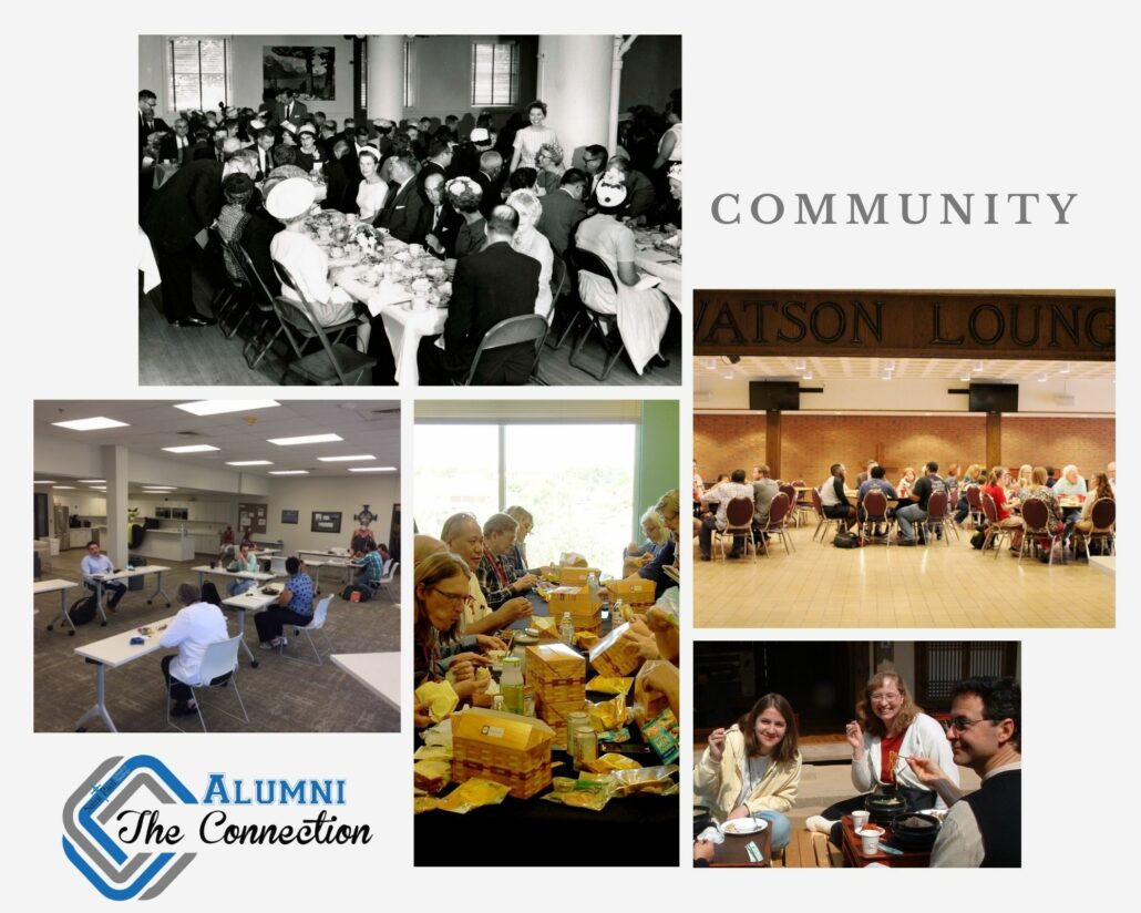 A collage of community lunches held at Saint Paul School of Theology